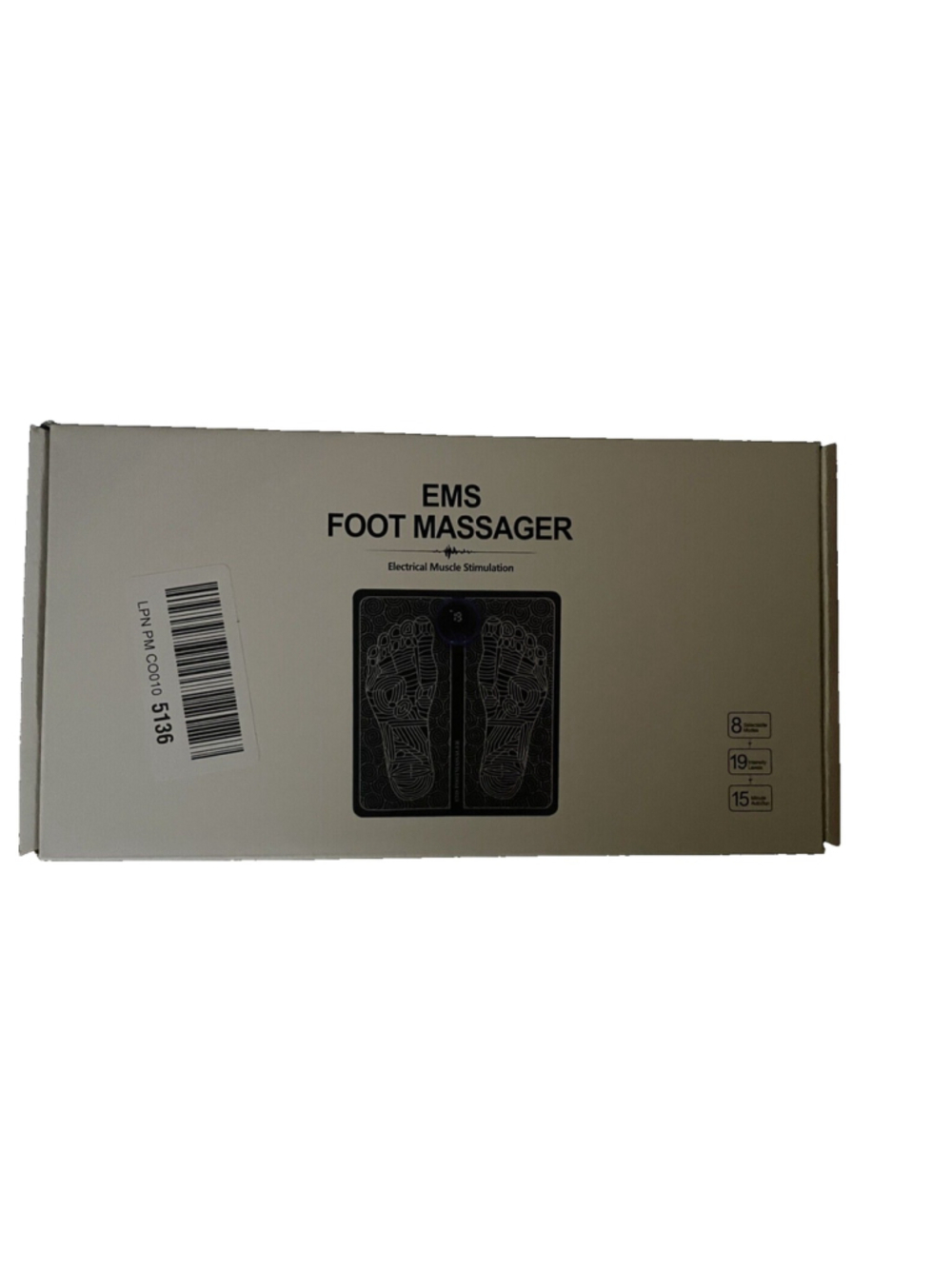 Massager EMS Foot 8 Selectable Modes Black, 19 Intensity Levels, 15 min auto run